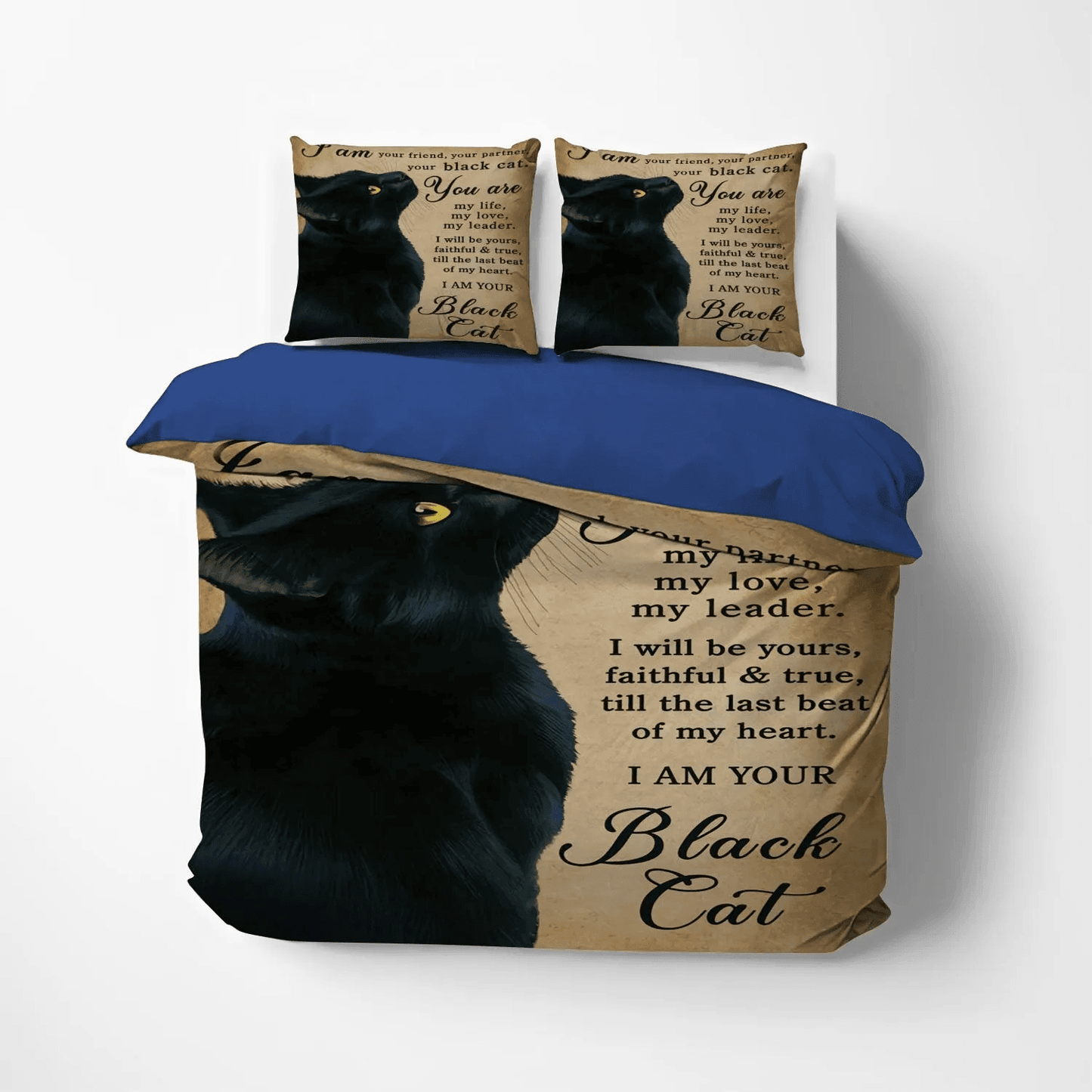 Black Cat Nsn Transparent King Size Bedding Set, Happy Black Cat Soft Duvet Cover Set, Black Cat I Am Your Black Cat Bedding Set, Gifts for Black Cat