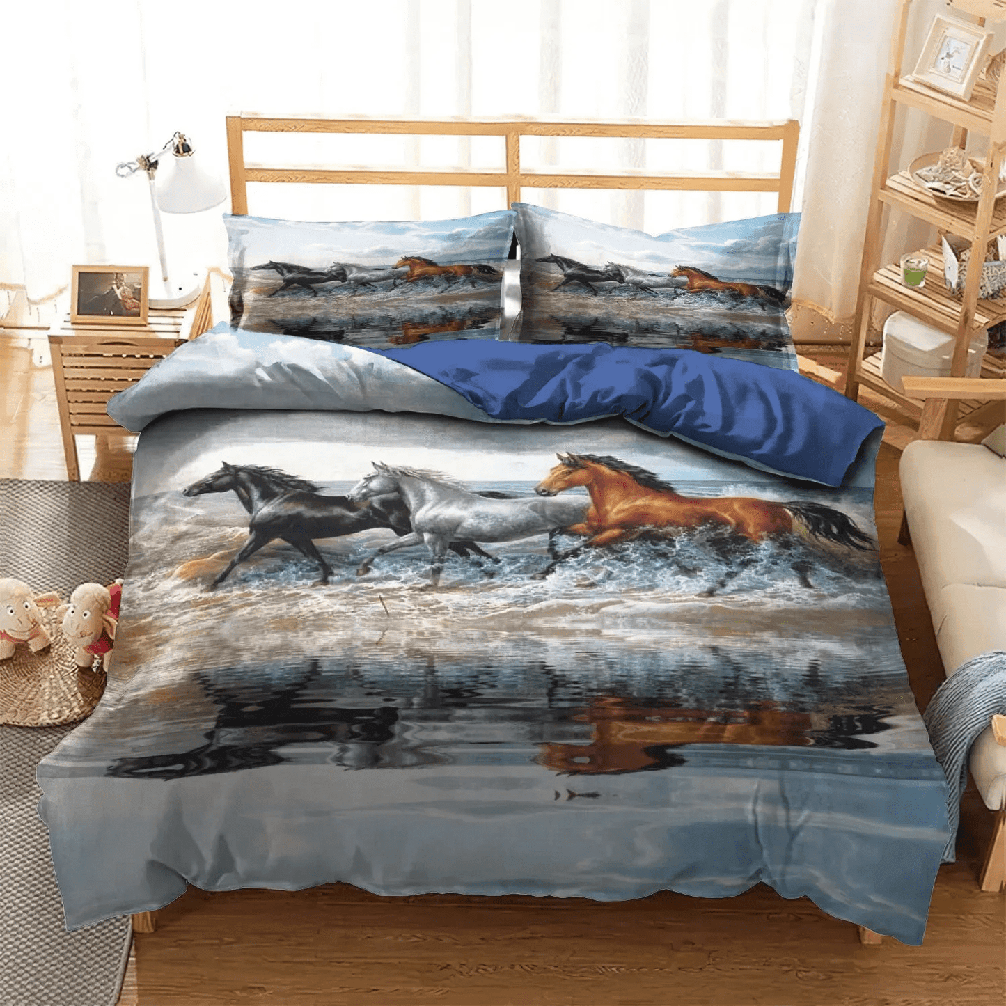 Abstract Horse Soft Duvet Cover Set, Horse Running Bedding set, Horse King Size Bedding Set, Horse NBN BUU NH DNT Bedding Set, Gifts for Horse