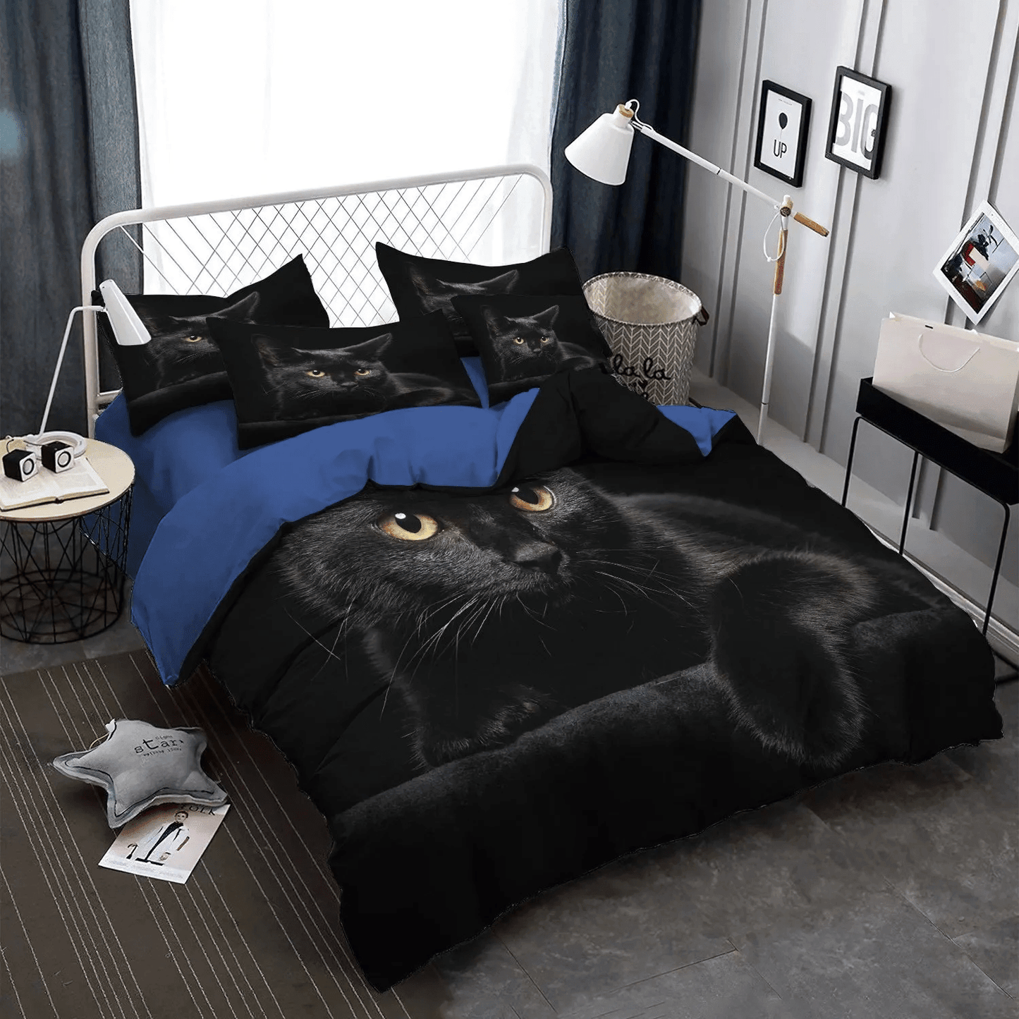 Black Cat Nsn Transparent Soft Duvet Cover Set, Black Cat Foals Queen Size Bedding Set, Black Cat Bedding Set, Gifts for Black Cat