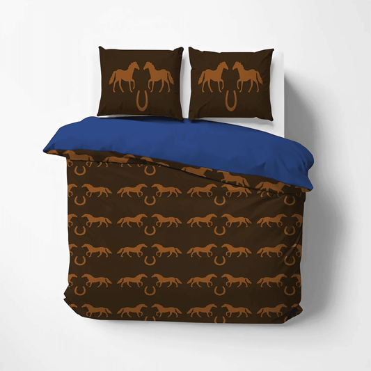 Colorful Horse Soft Duvet Cover Set, Abstract Horse King Size Bedding Set, Horse Queen Size Bedding Set, Horse Horseshoe Bedding Set, Gifts for Horse