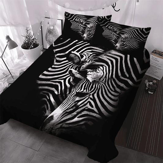 Colorful Horse Bedding set, Horse Running Queen Size Bedding Set, Galloping Horse Soft Duvet Cover Set, Zebra Horse Bedding Set, Gifts for Zebra