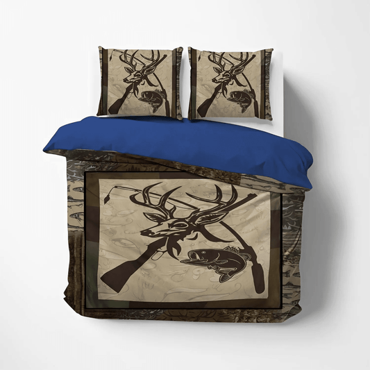 A Righteous Man Goes Hunting Soft Duvet Cover Set, Hunting Queen Size Bedding Set, Hunting Eat Sleep Hunting Bedding Set, Gifts for Hunting