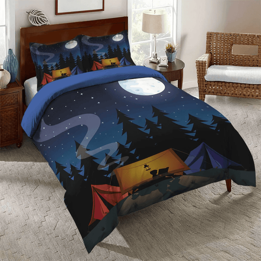 Camping Queen Size Bedding Set, Camping Matching Soft Duvet Cover Set, Camping HTMN Bedding Set, Gifts for Camping