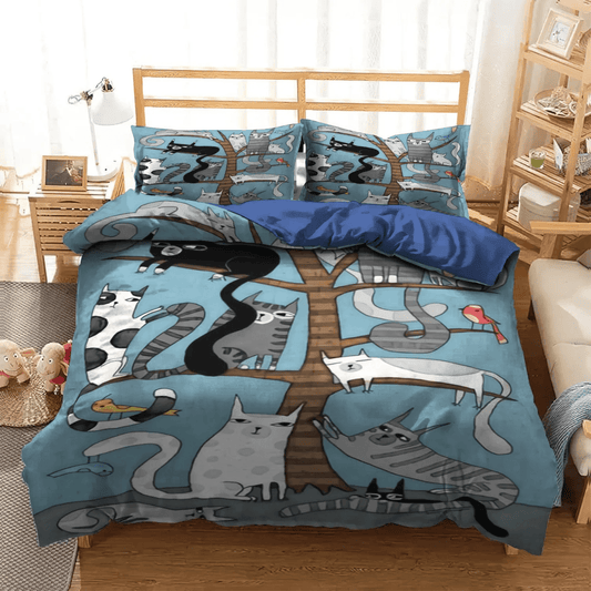 Cat Paw Bedding set, Cat King Size Bedding Set, Cat Tracks Soft Duvet Cover Set, Cat Cute Cats Bedding Set, Gifts for Cat