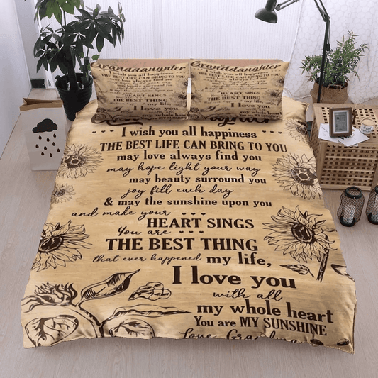 Personalized 3-piece Duvet Cover Bedding Set Sunflower To My Granddaughter Love Grandma Bedding Set