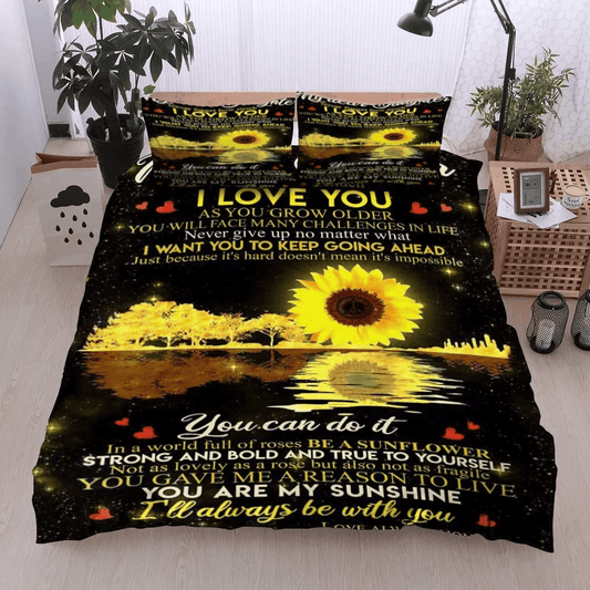 Personalized 3-piece Duvet Cover Bedding Set  Sunflower My Dear Daughter Mom Bedding Set