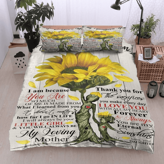 Personalized 3-piece Duvet Cover Bedding Set Family Sunflower To My Wonderful Mom Love Your Daughter Bedding Set
