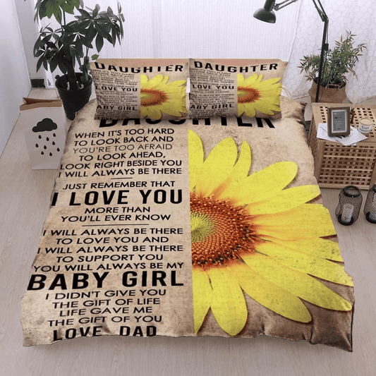 Personalized 3-piece Duvet Cover Bedding Set  Sunflower To My Daughter From Dad Bedding Set