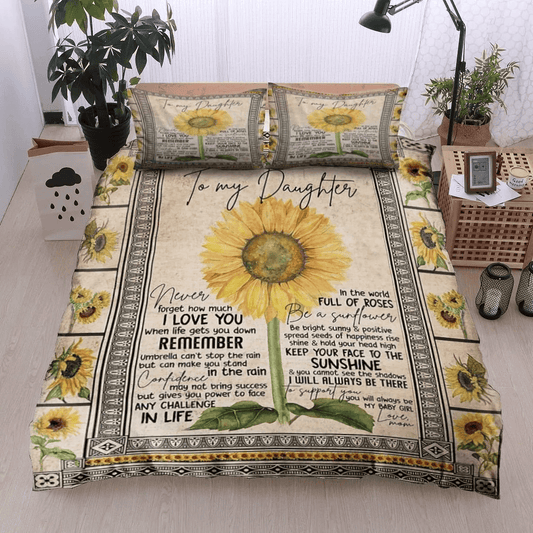 Personalized 3-piece Duvet Cover Bedding Set  To My Daughter Sunflower Bedding Set