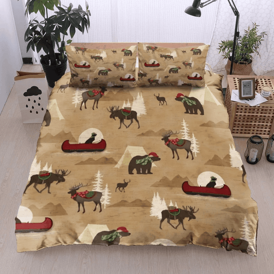 Personalized 3-piece Duvet Cover Bedding Set  Deer Dog Bear Christmas Ml0111119B Bedding Set