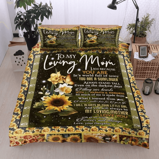 Personalized 3-piece Duvet Cover Bedding Set  To My Loving Mom Sunflower Bedding Set