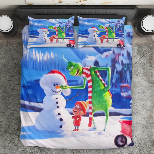 The Grinch Christmas 14 3PCS Bedding Set Duvet Cover And Pillow Cases Gift For Fan