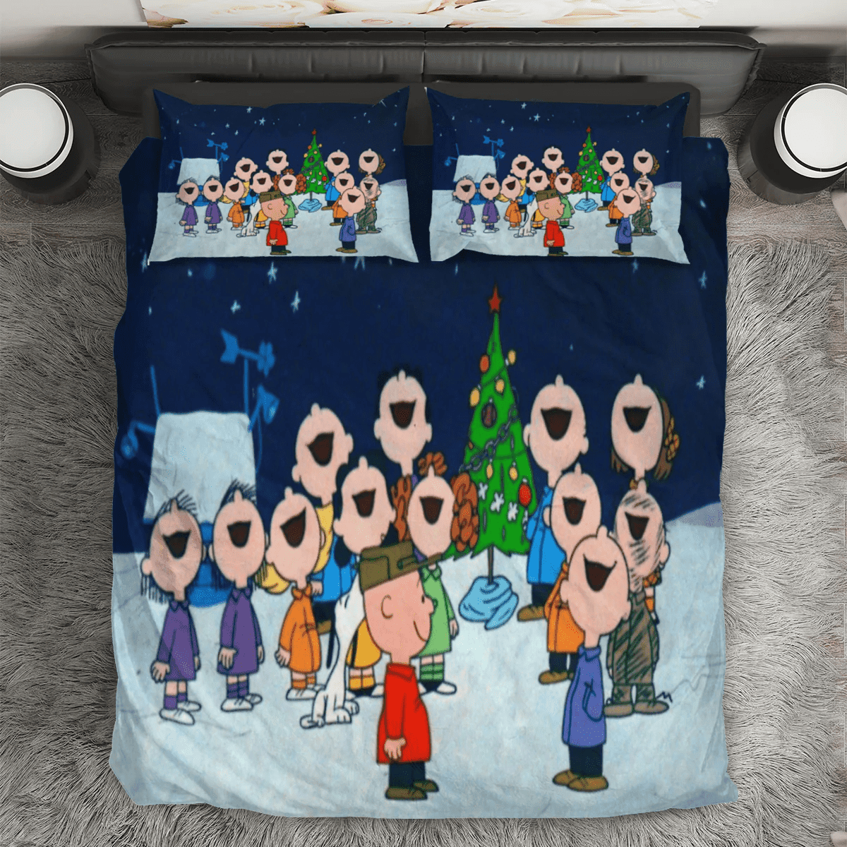 Peanut Christmas Snoopy And Friends 7 3PCS Bedding Set Duvet Cover And Pillow Cases Gift For Fan