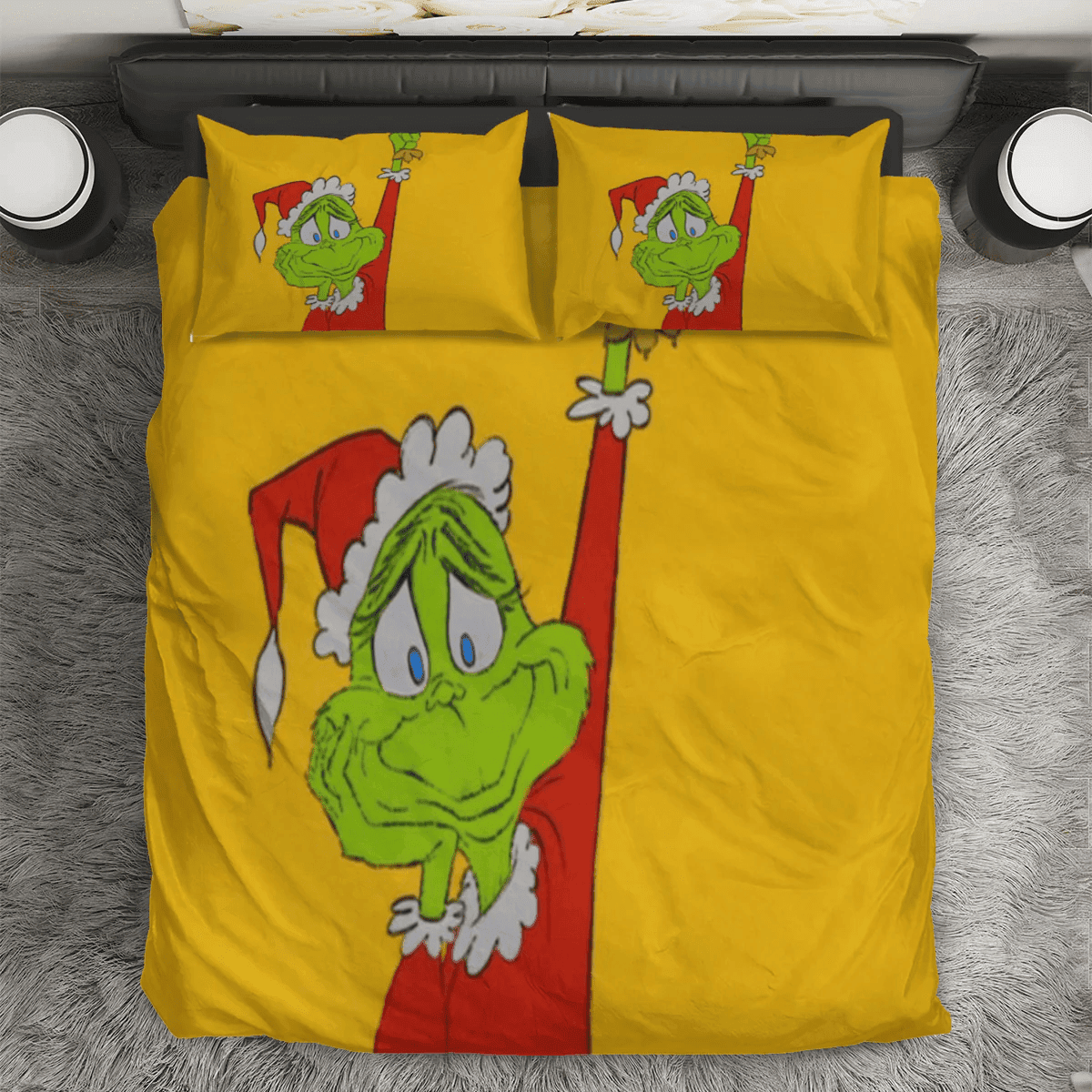 The Grinch Christmas Grinch Yellow 1 3PCS Bedding Set Duvet Cover And Pillow Cases Gift For Fan