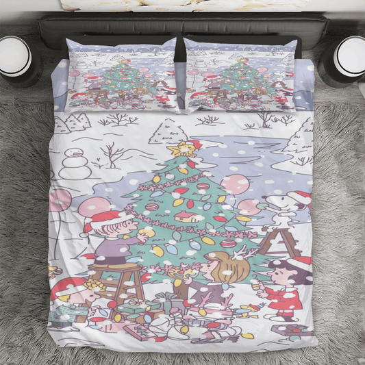 Peanut Christmas Snoopy And Friends 1 3PCS Bedding Set Duvet Cover And Pillow Cases Gift For Fan