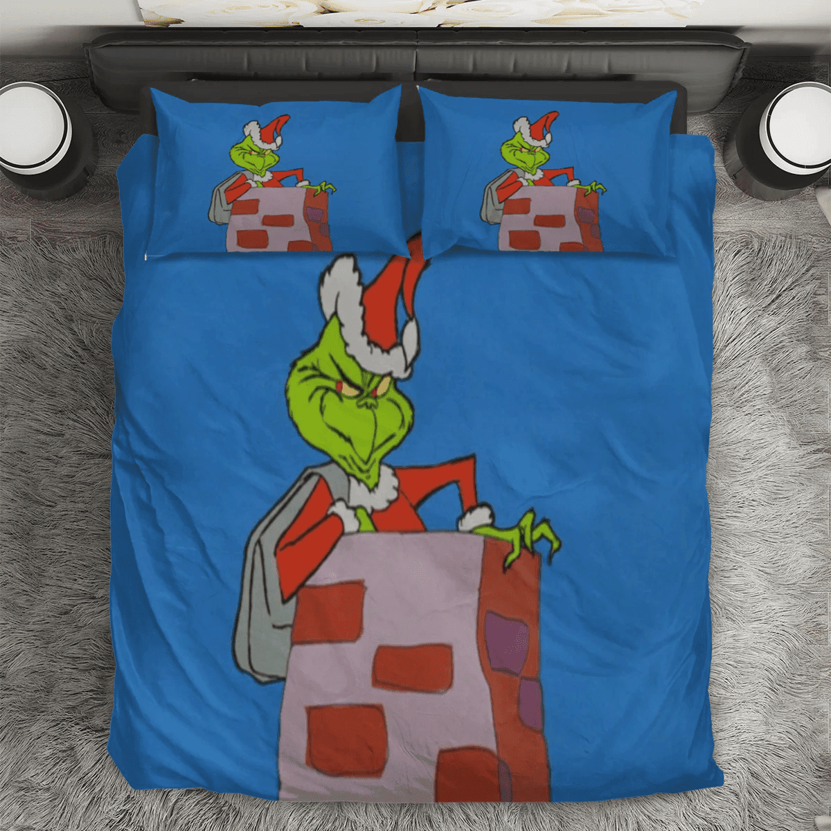 The Grinch Christmas Grinch Blue 1 3PCS Bedding Set Duvet Cover And Pillow Cases Gift For Fan