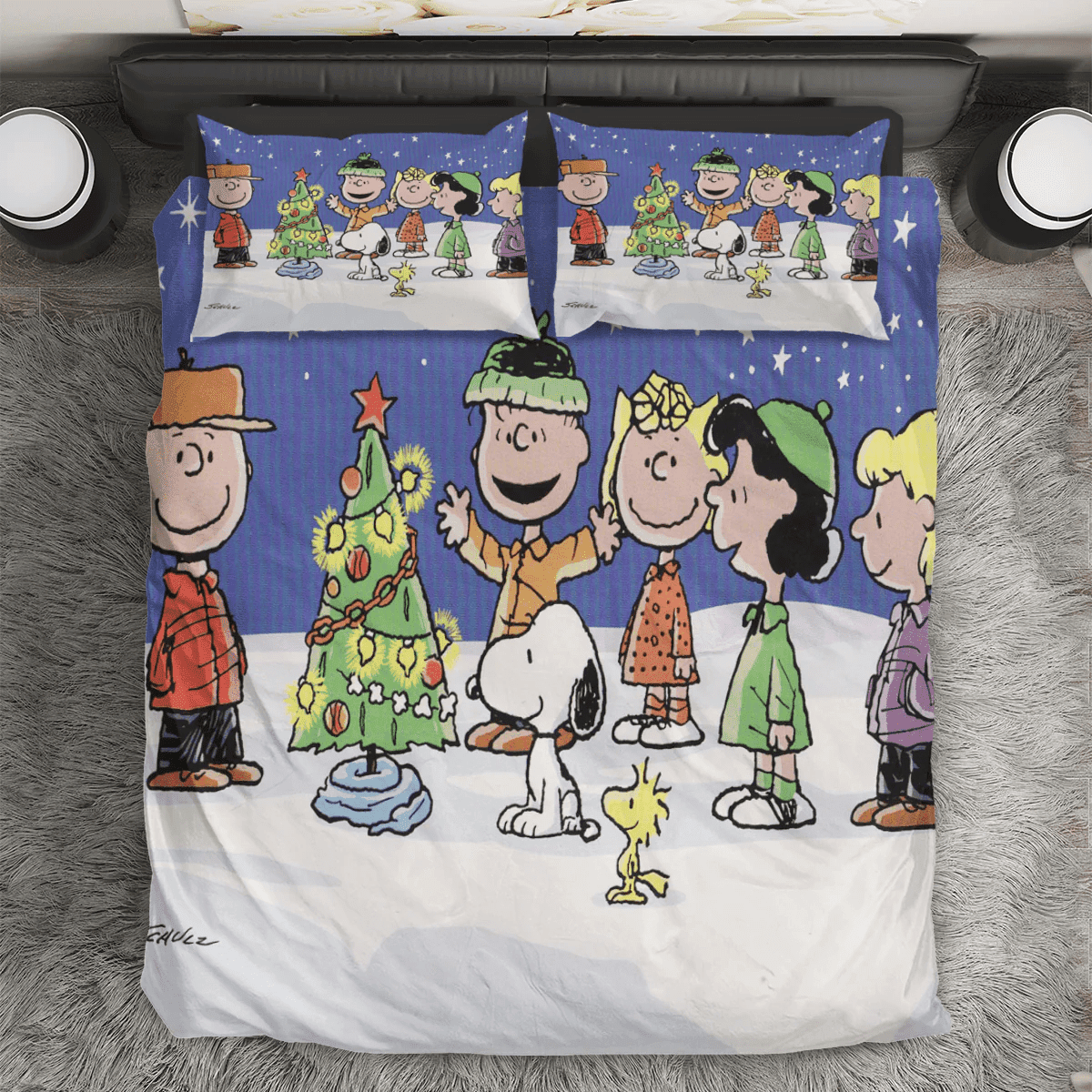 Peanut Christmas Snoopy And Friends 9 3PCS Bedding Set Duvet Cover And Pillow Cases Gift For Fan