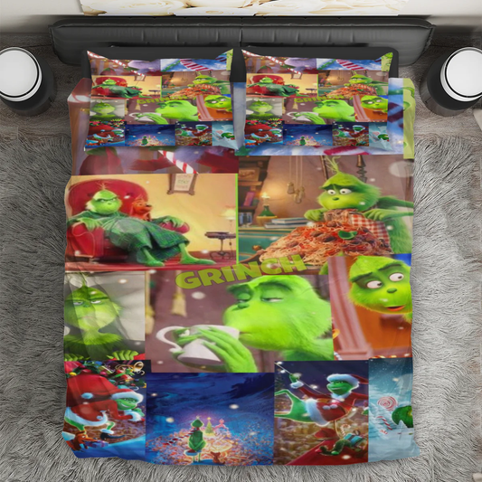 The Grinch Christmas 5 3PCS Bedding Set Duvet Cover And Pillow Cases Gift For Fan