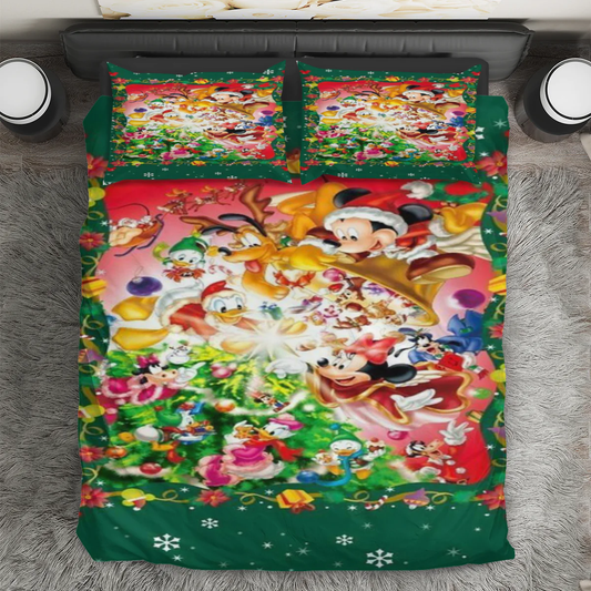 Disney Mickey Mouse Christmas Mickey Friends 7 3PCS Bedding Set Duvet Cover And Pillow Cases Gift For Fan