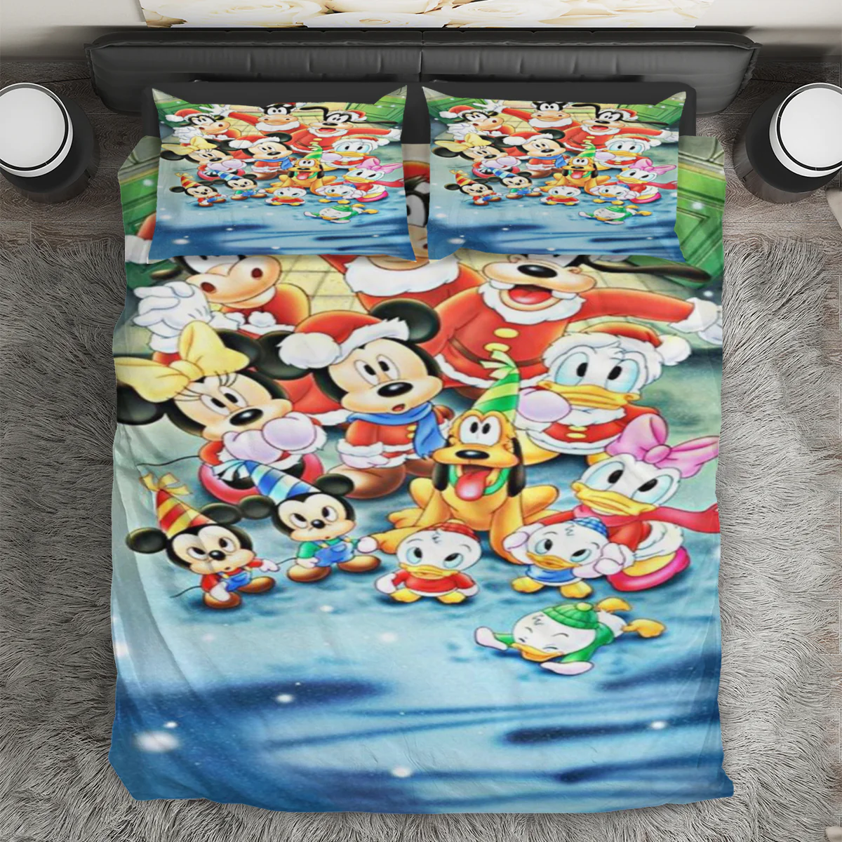 Disney Mickey Mouse Christmas Mickey Friends 16 3PCS Bedding Set Duvet Cover And Pillow Cases Gift For Fan