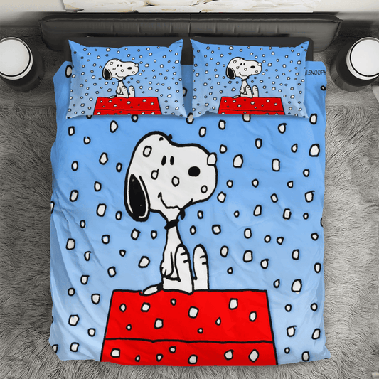 Peanut Christmas Snoopy 3 3PCS Bedding Set Duvet Cover And Pillow Cases Gift For Fan