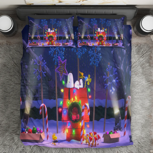 Peanut Christmas Snoopy 1 3PCS Bedding Set Duvet Cover And Pillow Cases Gift For Fan