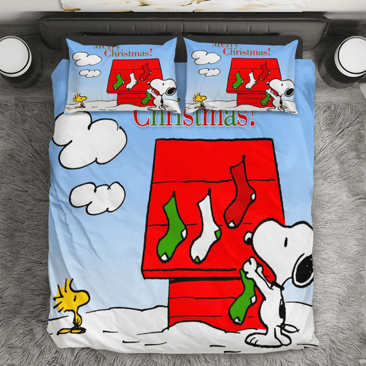 Peanut Christmas Snoopy 5 3PCS Bedding Set Duvet Cover And Pillow Cases Gift For Fan