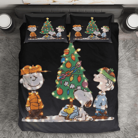 Peanut Christmas Snoopy And Friends 11 3PCS Bedding Set Duvet Cover And Pillow Cases Gift For Fan