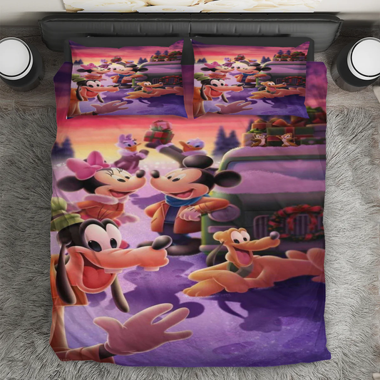 Disney Mickey Mouse Christmas Mickey Friends 15 3PCS Bedding Set Duvet Cover And Pillow Cases Gift For Fan