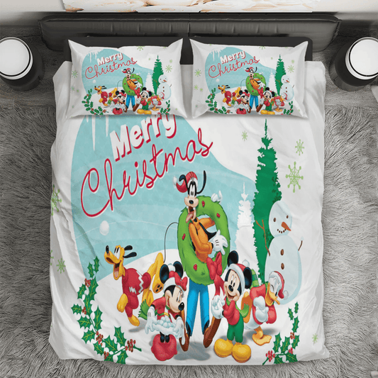 Disney Mickey Mouse Christmas Mickey Friends 5 3PCS Bedding Set Duvet Cover And Pillow Cases Gift For Fan