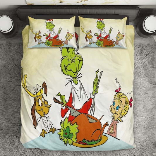 The Grinch Christmas Grinch Cindy Lou Who 4 3PCS Bedding Set Duvet Cover And Pillow Cases Gift For Fan