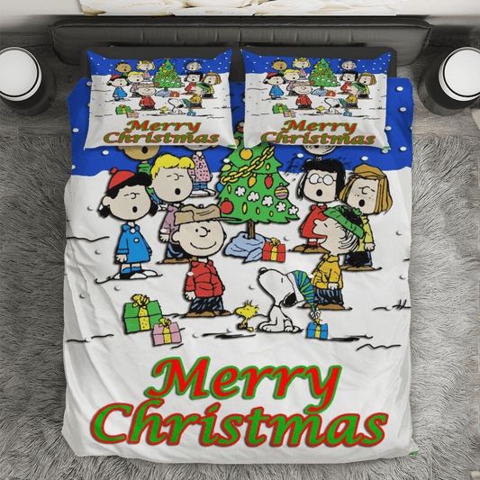 Peanut Christmas Snoopy And Friends 10 3PCS Bedding Set Duvet Cover And Pillow Cases Gift For Fan