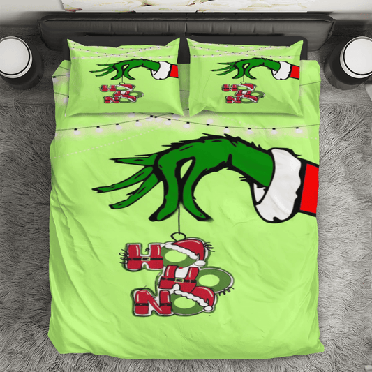 The Grinch Christmas Ho Ho No 1 3PCS Bedding Set Duvet Cover And Pillow Cases Gift For Fan