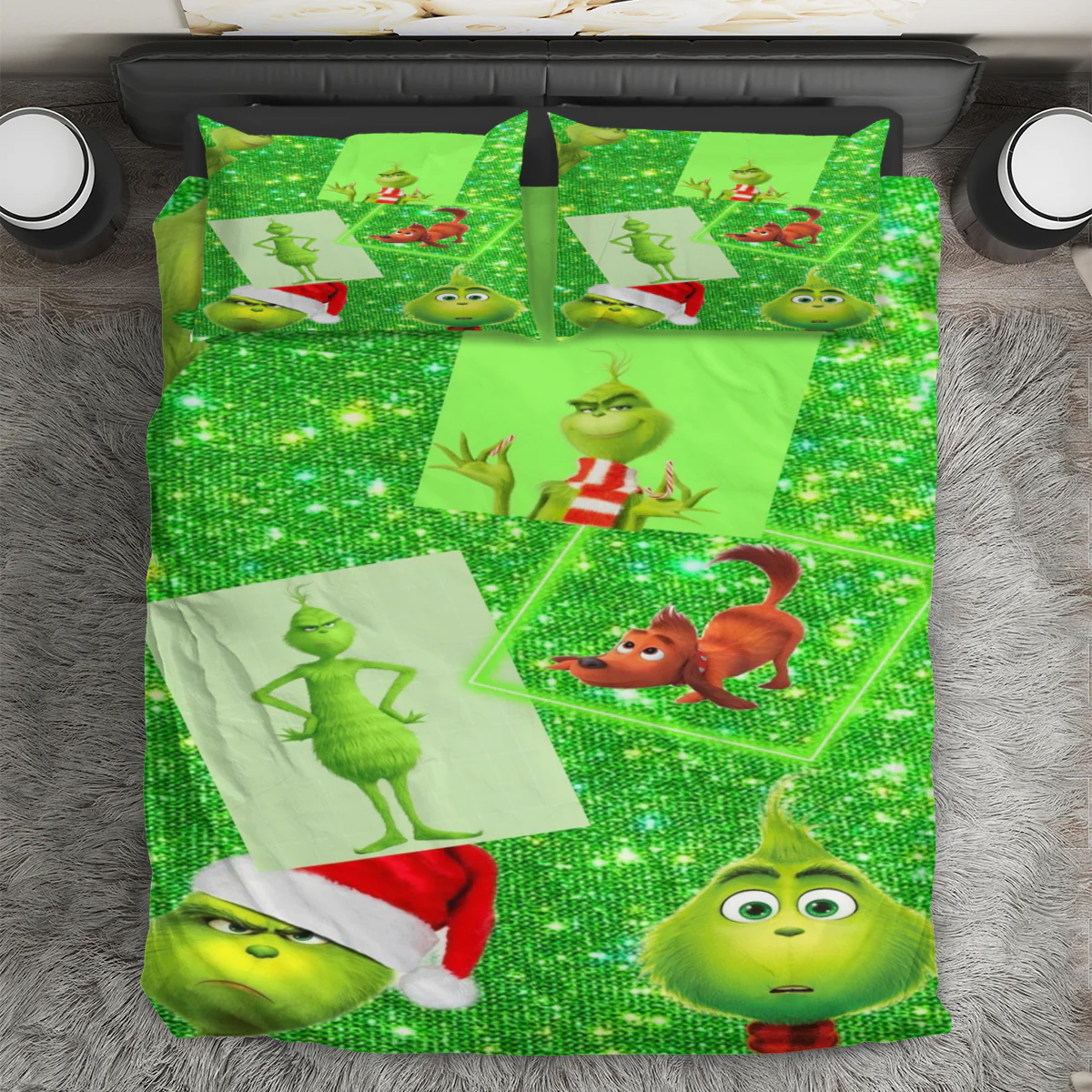 The Grinch Christmas Grinch Green 1 3PCS Bedding Set Duvet Cover And Pillow Cases Gift For Fan