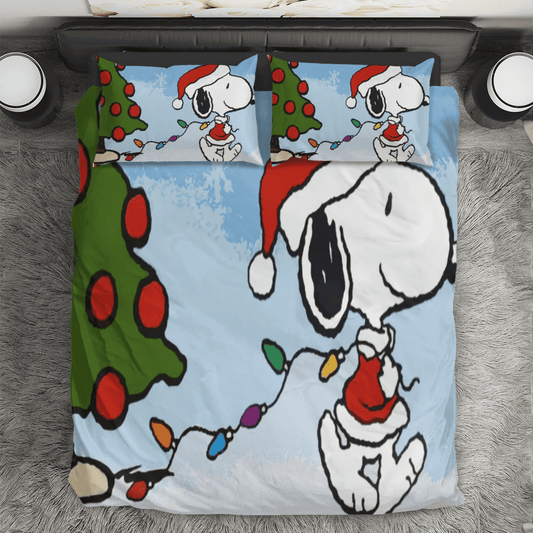 Peanut Christmas Snoopy 2 3PCS Bedding Set Duvet Cover And Pillow Cases Gift For Fan