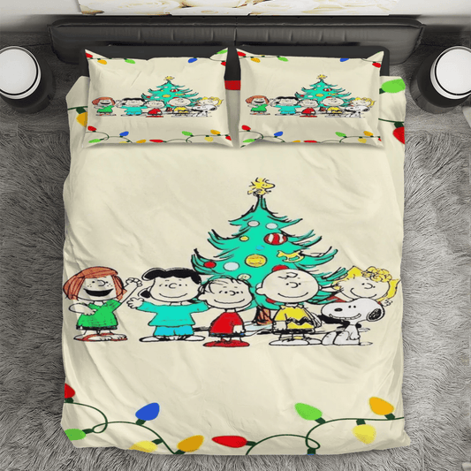 Peanut Christmas Snoopy And Friends 14 3PCS Bedding Set Duvet Cover And Pillow Cases Gift For Fan