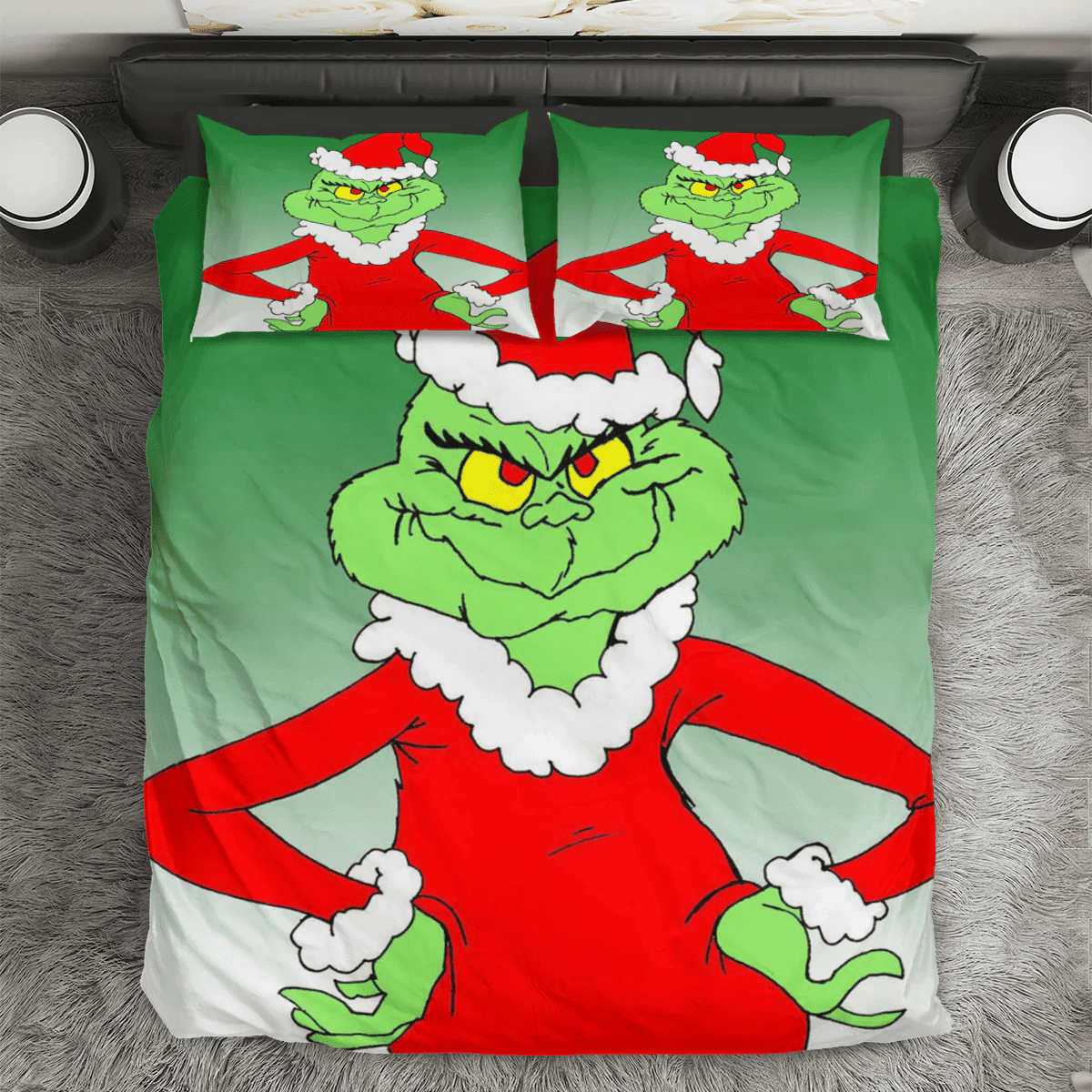 The Grinch Christmas Grinch Green 4 3PCS Bedding Set Duvet Cover And Pillow Cases Gift For Fan