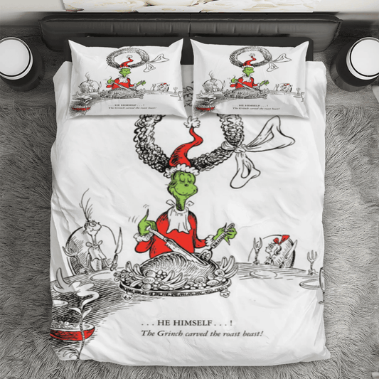 The Grinch Christmas Grinch Cindy Lou Who 5 3PCS Bedding Set Duvet Cover And Pillow Cases Gift For Fan