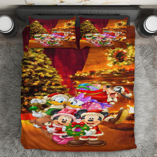 Disney Mickey Mouse Christmas Mickey Friends 13 3PCS Bedding Set Duvet Cover And Pillow Cases Gift For Fan
