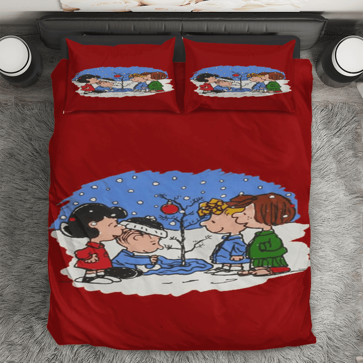 Peanut Christmas Snoopy And Friends 13 3PCS Bedding Set Duvet Cover And Pillow Cases Gift For Fan