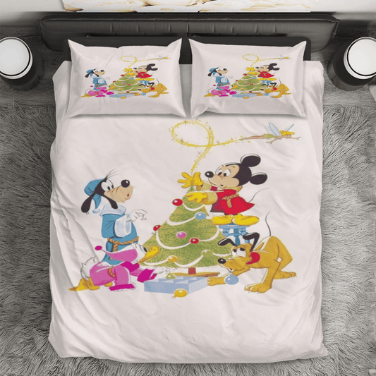 Disney Mickey Mouse Christmas Mickey Friends 10 3PCS Bedding Set Duvet Cover And Pillow Cases Gift For Fan