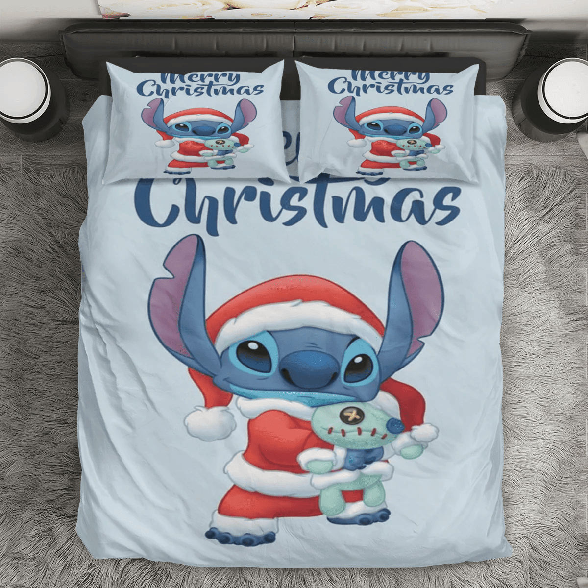Disney Lilo And Stich Christmas Merry Christmas 2 3PCS Bedding Set Duvet Cover And Pillow Cases Gift For Fan