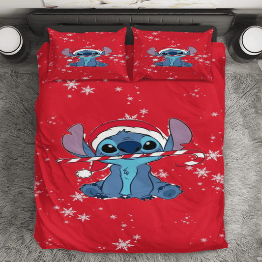Disney Lilo And Stich Christmas Stich 4 3PCS Bedding Set Duvet Cover And Pillow Cases Gift For Fan