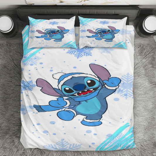 Disney Lilo And Stich Christmas Stich 2 3PCS Bedding Set Duvet Cover And Pillow Cases Gift For Fan
