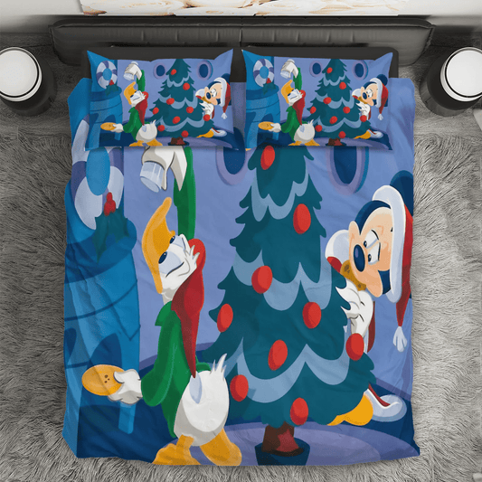 Disney Mickey Mouse Christmas Mickey And Donald 1 3PCS Bedding Set Duvet Cover And Pillow Cases Gift For Fan