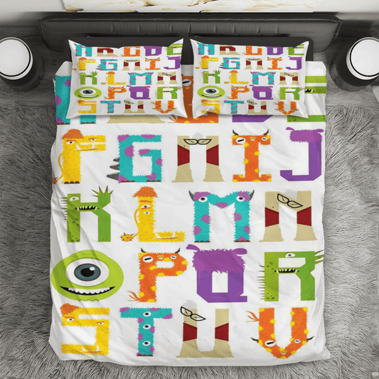 Characters Alphabet Monsters Inc Monsters University Movie Disney Pixar 3PCS 3PCS Bedding Set Duvet Cover And Pillow Cases Gift For Fan