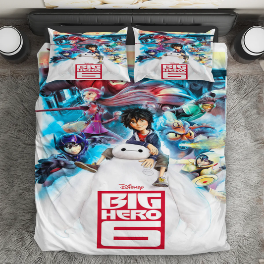 Big Hero 6 Poster 2 3PCS 3PCS Bedding Set Duvet Cover And Pillow Cases Gift For Fan