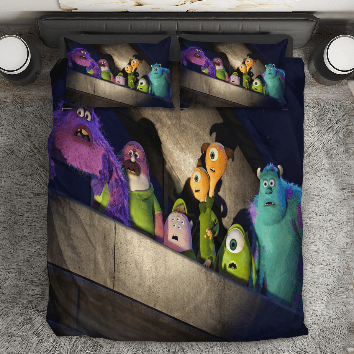 Characters v4 Monsters Inc Monsters University Movie Disney Pixar 3PCS 3PCS Bedding Set Duvet Cover And Pillow Cases Gift For Fan