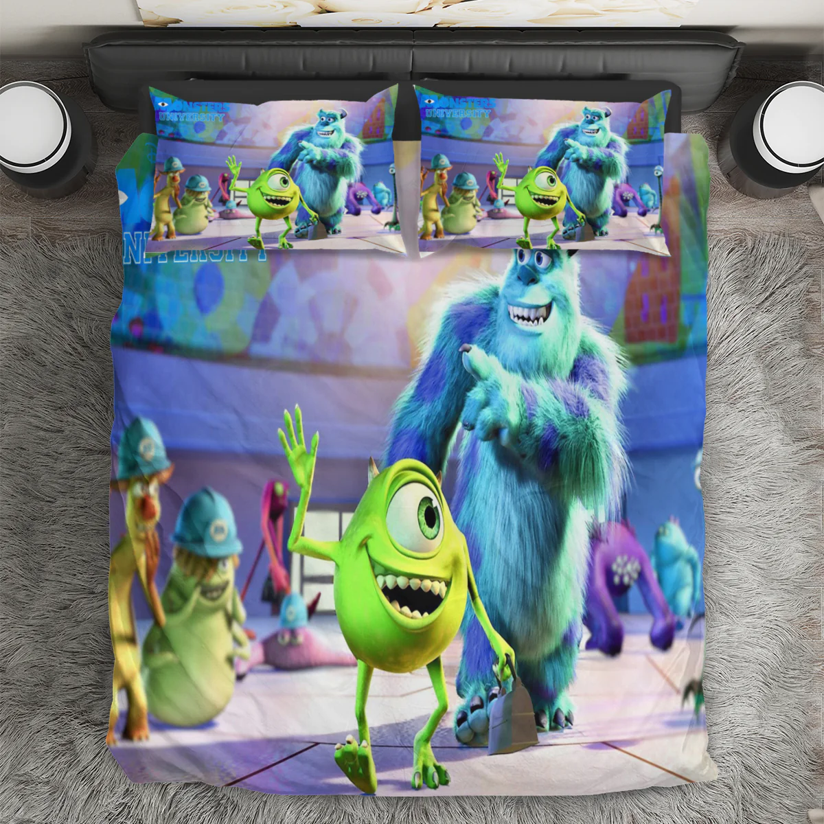 Characters v18 Monsters Inc Monsters University Movie Disney Pixar 3PCS 3PCS Bedding Set Duvet Cover And Pillow Cases Gift For Fan