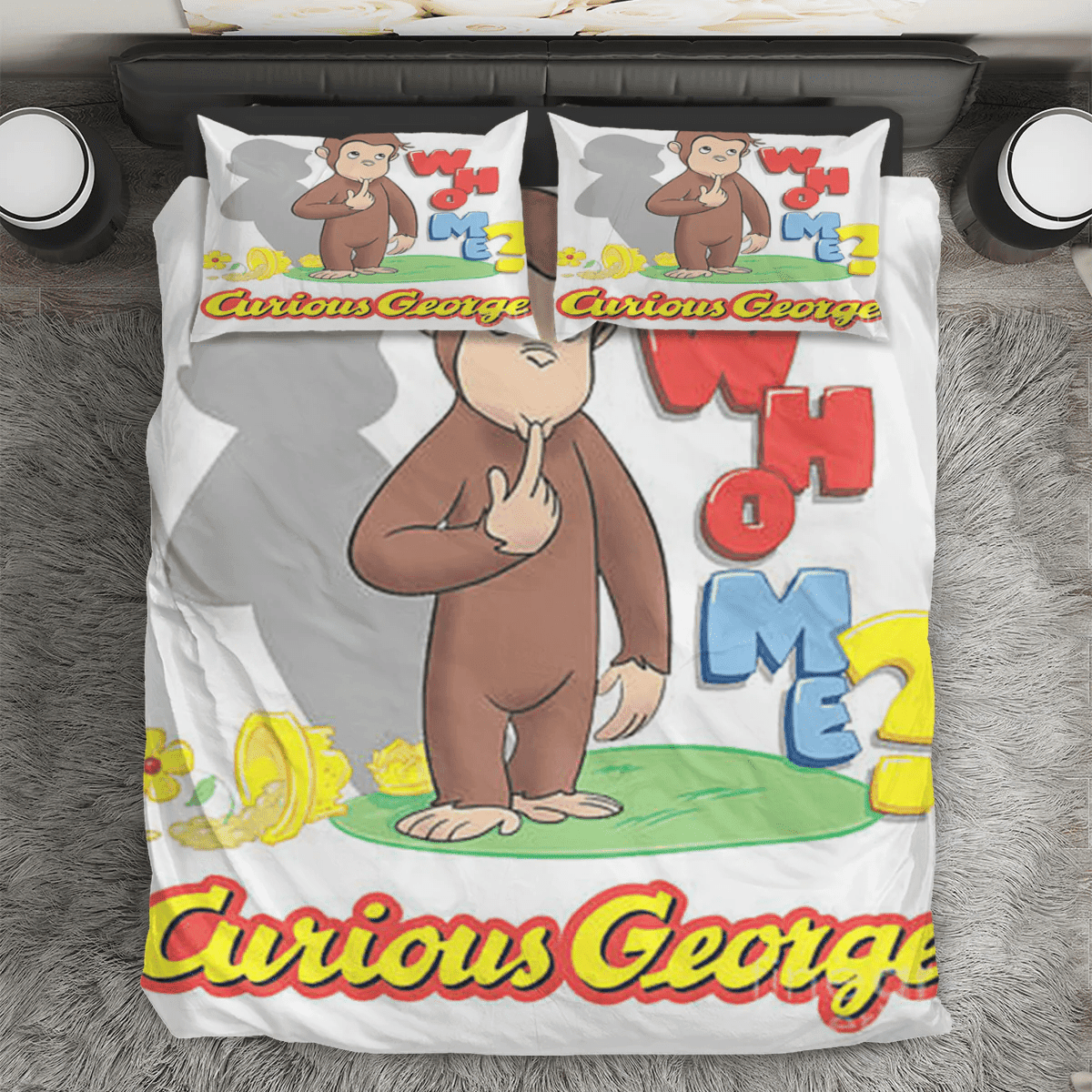 Curious George Poster 9 3PCS 3PCS Bedding Set Duvet Cover And Pillow Cases Gift For Fan